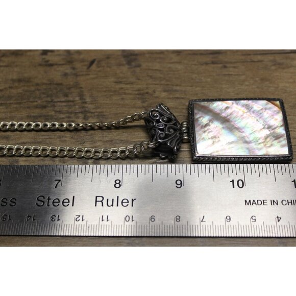 ExEx Claudia Agudelo Pendant Necklace Sterling Abalone Mother of Pearl Jewelry‎ - Picture 14 of 15